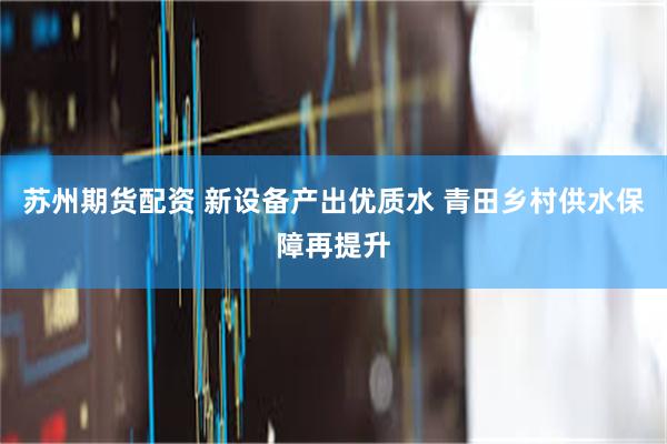 苏州期货配资 新设备产出优质水 青田乡村供水保障再提升