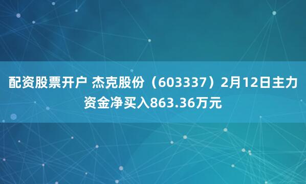 配资股票开户 杰克股份（603337）2月12日主力资金净买入863.36万元