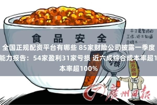 全国正规配资平台有哪些 85家财险公司披露一季度偿付能力报告：54家盈利31家亏损 近六成综合成本率超100%